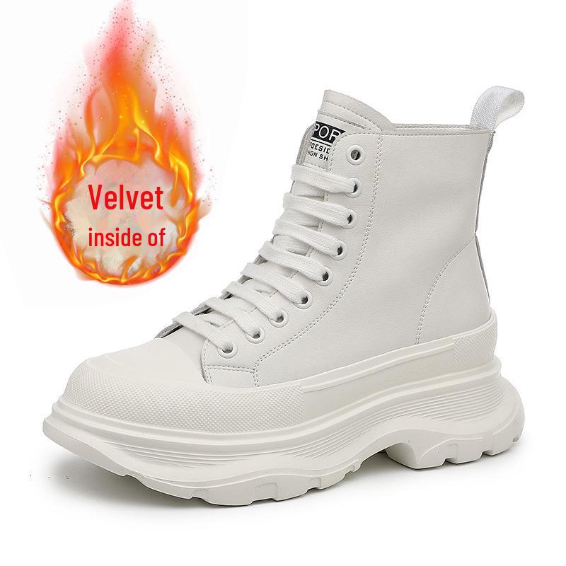 Dámské bílé vysoké 2022 z pravé kůže platformové ležérní tenisky