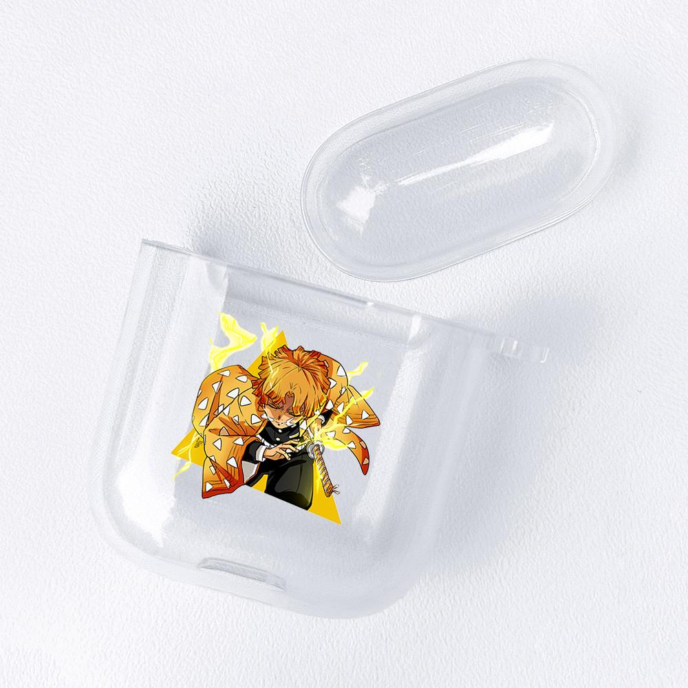 Demon Slayer Nezuko Zenitsu Tanjirou Transparent Airpods-veske for Funda Airpods 2/1-deksel Kimetsu No Yaiba Soft TPU-veske Coque