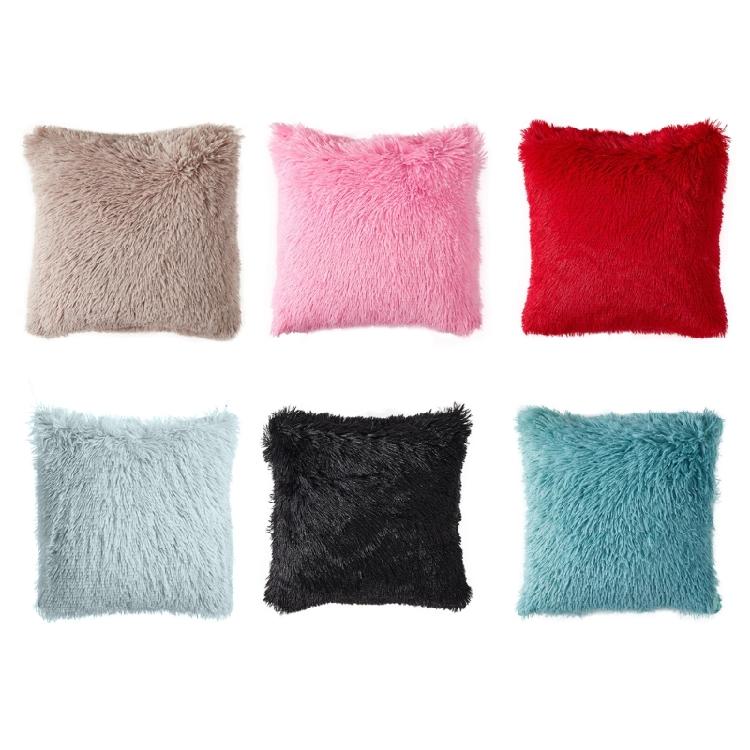 Long Plush Pillow Case Machine Washable Faux Furs Fabric Square Cushion Cover with Zippers Seasonal Home Decors