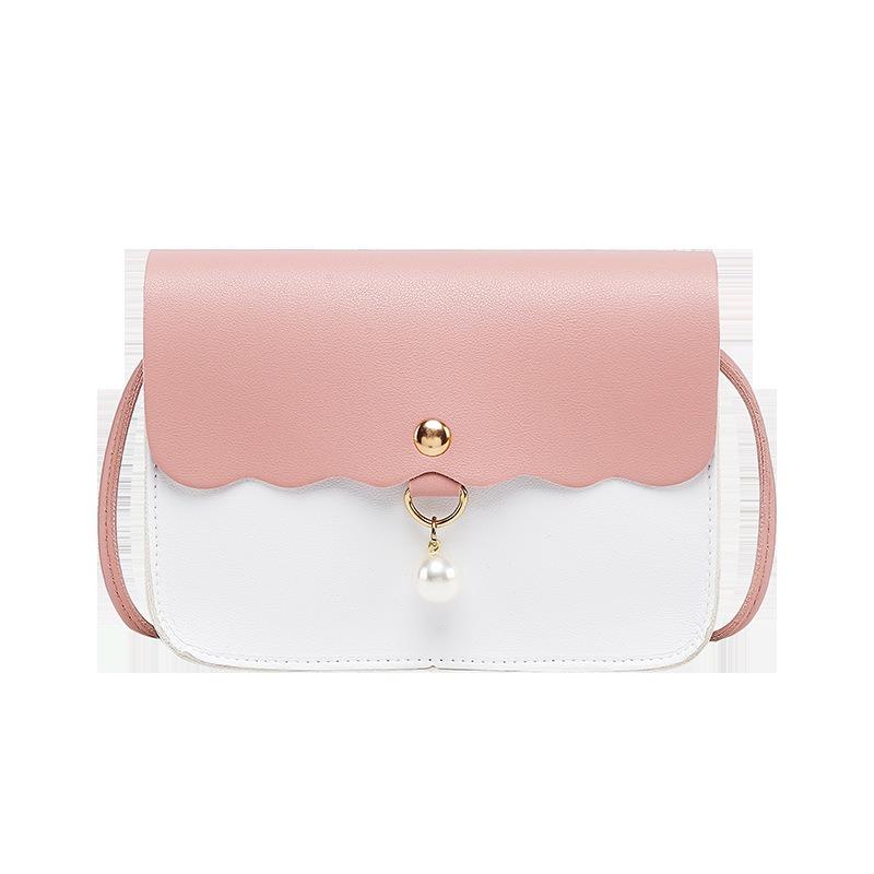 Fashion Contrast Pearl Charm Women's Bag Trend One Shoulder Sweet Crossbody Makeup Small Square Bag