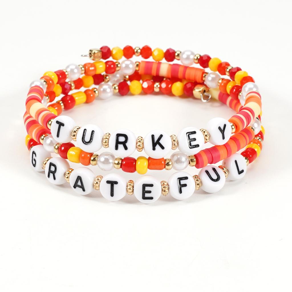 JYL TS Bracelet Bohemian Set Patrick's Day  Letter Beads Attracts Luck
