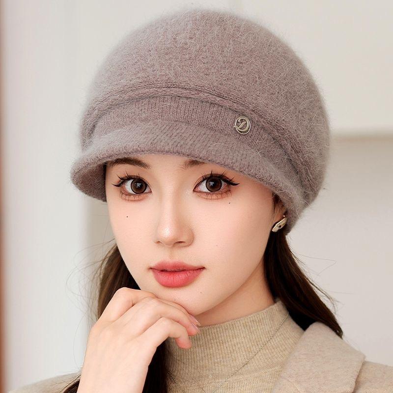Knitted Wool Hat Women's Autumn and Winter Warm Cold Thickened Ear Hat Winter Cycling Fleece Thickened Warm Wool Hat Ear Protector Knitted Hat