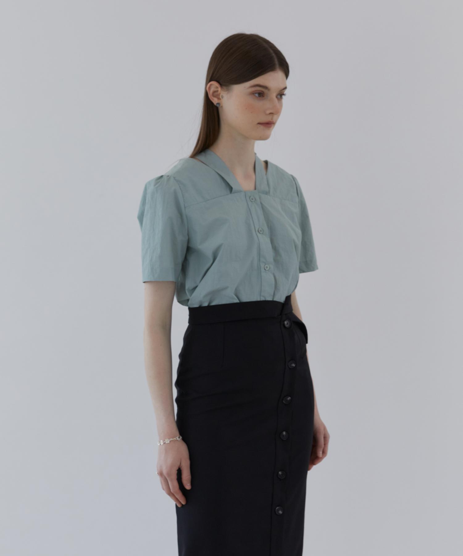 Modern Able Line Point Blouse - Green Free