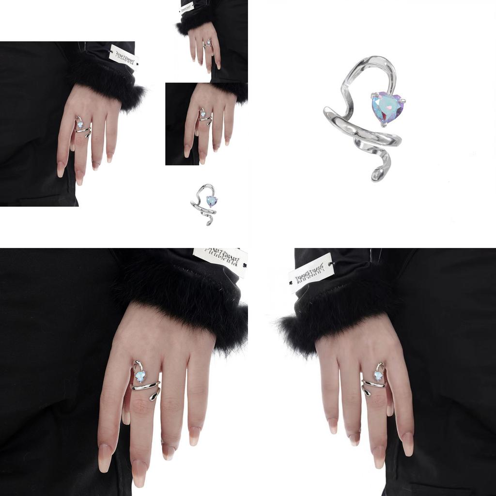 Trendy Heart Shaped Zirconia Adjustable Ring For Women Elegant Fashion Accessory