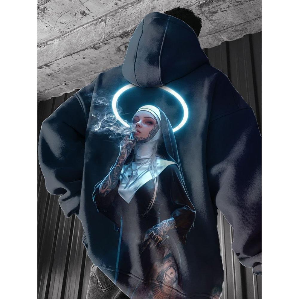 Anime girl back pattern Sweatshirt Casual Long Sleeve Hooded Pullover 3D Printing Top Fashion Oversized Men's Hoodies