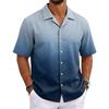 Men's Summer Basic Cuban Collar Shirt Short Sleeve Button Down Casual Lightweight Breathable Fabric Shirt for Everyday Wear
