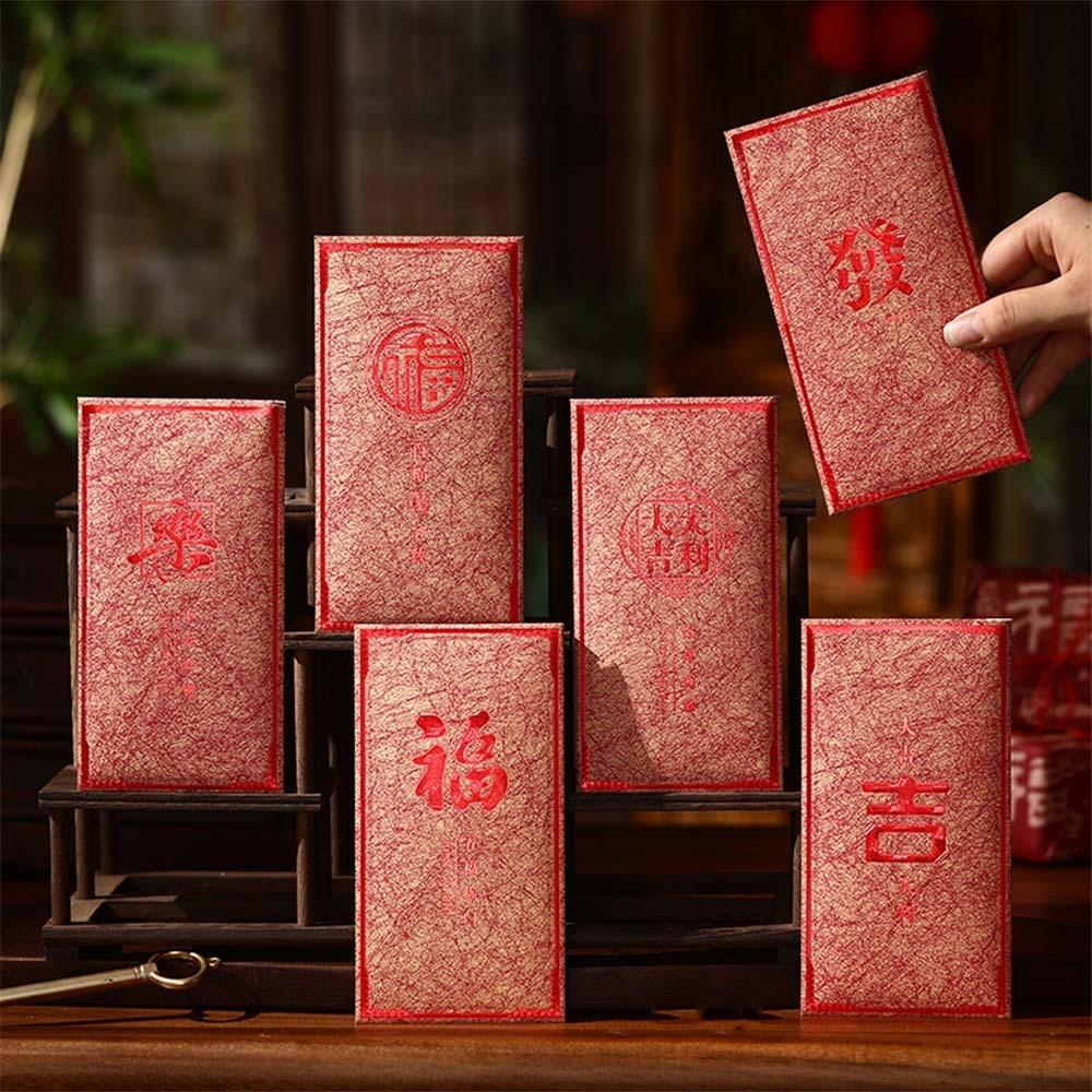 6pcs Chinese Style 2026 Horse Year Red Envelope Paper Money Pockets  For Chinese New Year