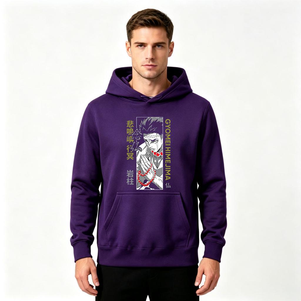 Men Anime Character Print Pullover Hoodie Casual Long Sleeve Sweatshirt for Daily Wear