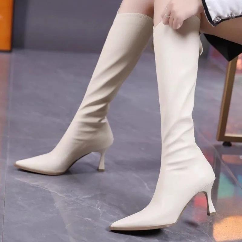 Long Boots Women Shoes Platform Boots Sexy Pointed Side Zipper Lacquer Leather Thin High Heels Over Knee Long Boots
