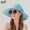 Summer Outdoor Big Brim Sun Hat Cool Breathable Striped Straw Sunscreen Hat Women's Fashion Versatile Bucket Hat