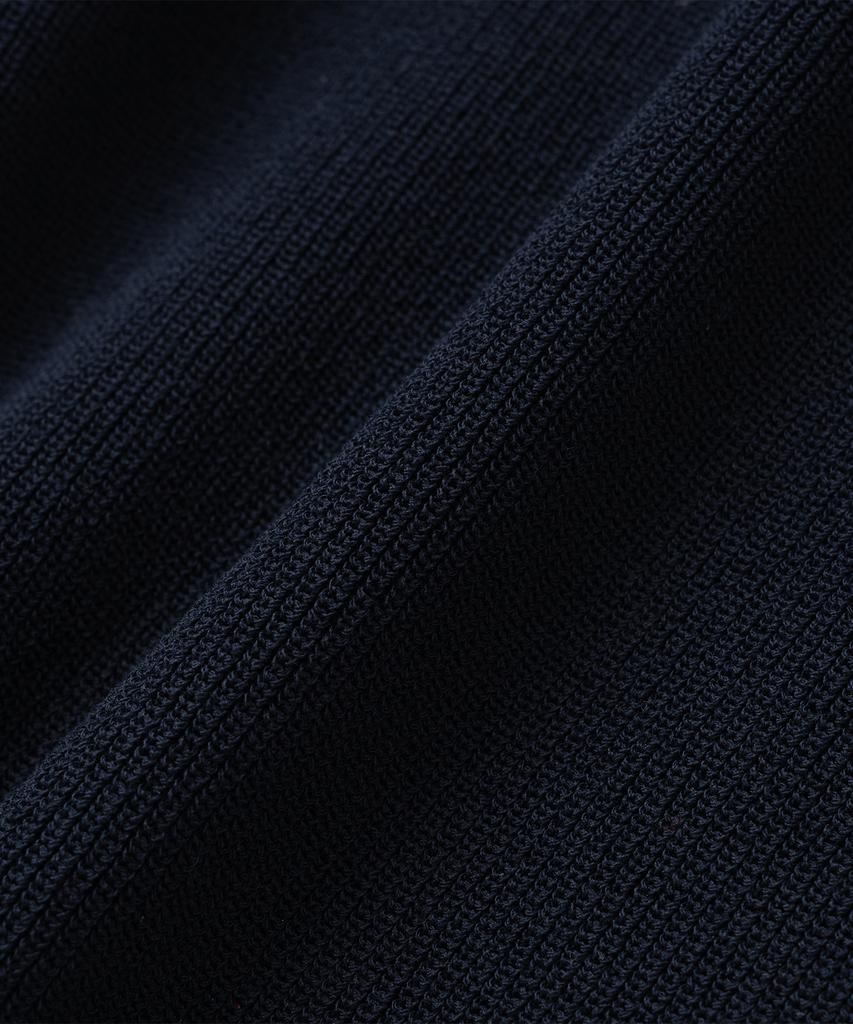 KNITTED Coolever Henley Neck Short Sleeve Knit Navy