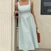 Women's Summer/ Spring Striped Print Sleeveless Round-neck High-waisted Casual Dress