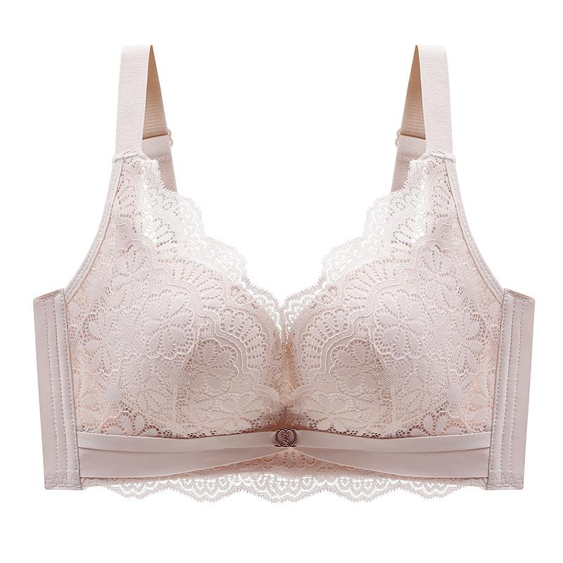 Manny Queen s new steel-free knitted bra gathers medium cup lace adjustment type spot explosion 32/70ab through cup розовый