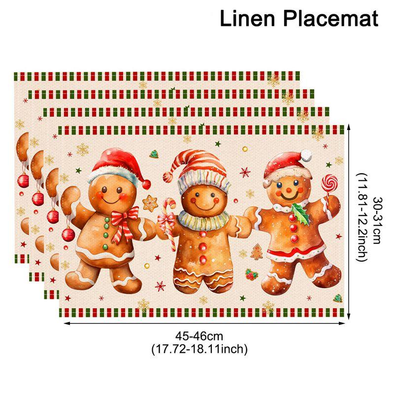 Linen Christmas Gingerbread Man Placemats Christmas Decorations 2026 for Home Kitchen Table Decor Navidad New Year Table Mats 1pc