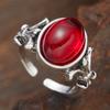 2024 New Retro Palace Style Inlaid Red Oval Zircon Opening Adjustable Women's Ring Creative Wedding Party Zircon Birthday Gifts