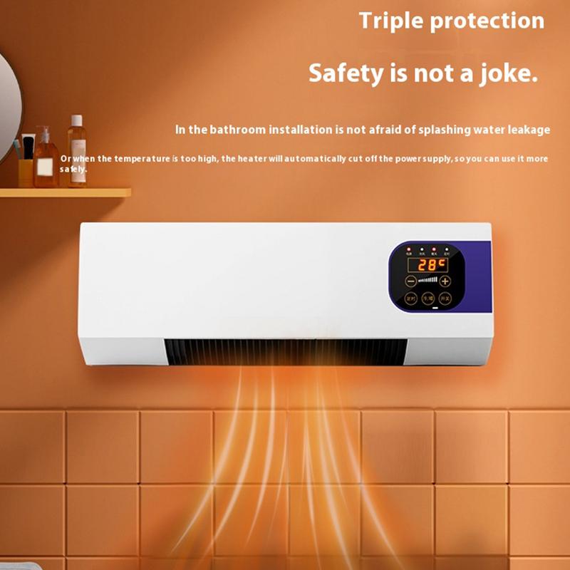 Malý nástěnný ventilátor USA/EU s funkcí topení Přenosný tichý ventilátor Montáž na stěnu Dvouúčelový ventilátor 3 rychlosti nastavitelné Pro obývací pokoj ložnici