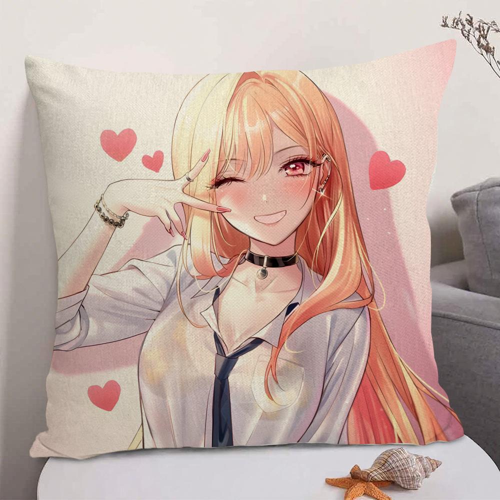 Anime MMy Dress Up Darling Cushion Cover Natural Linen Organic Fabric DoubleSided Printing Sofa Home Decor Gift Pillow Case
