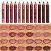 Delineador de Labios y Color Completo en 12 Tonos Mate, Fórmula Ligera para Todos los Tipos de Beige Claro Adecuado para Labios con Look Completo, Delinea y Rellena el Look de los Labios