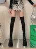 Fashion Versatile Temperament Skinny Over Knee Boots Round Head Platform High Heel Boots Women's Elastic Boots New in Autumn and Winter 2025