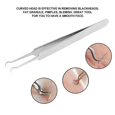 Curved Stainless Steel Blackhead Blemish Fat Granule Pimple Removal Extractor Face Care Tool