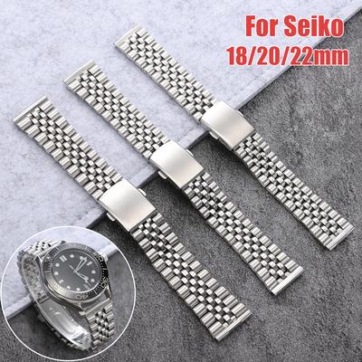 Uniwersalny Pasek ze Stali Nierdzewnej do Jubilee 18mm 20mm 22mm Metalowa Bransoleta do Zegarka Seiko Męski Damski Zapięcie Motylkowe Pasek do Zegarka