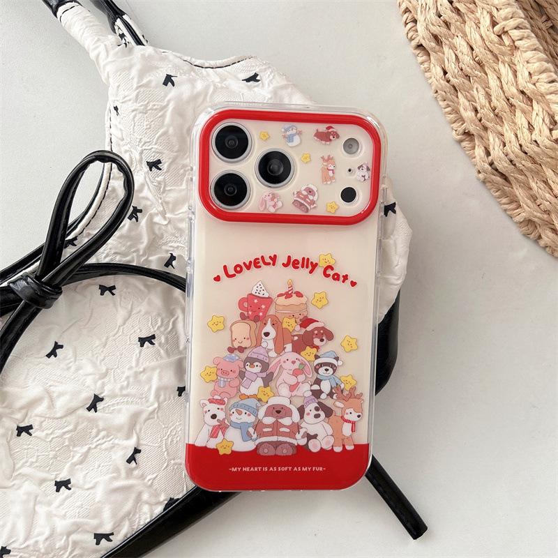 

Japanese-style Cute Animal Double-Layer Drop-Proof Phone Case for iPhone 17 Pro Max and iPhone 16/15. 15