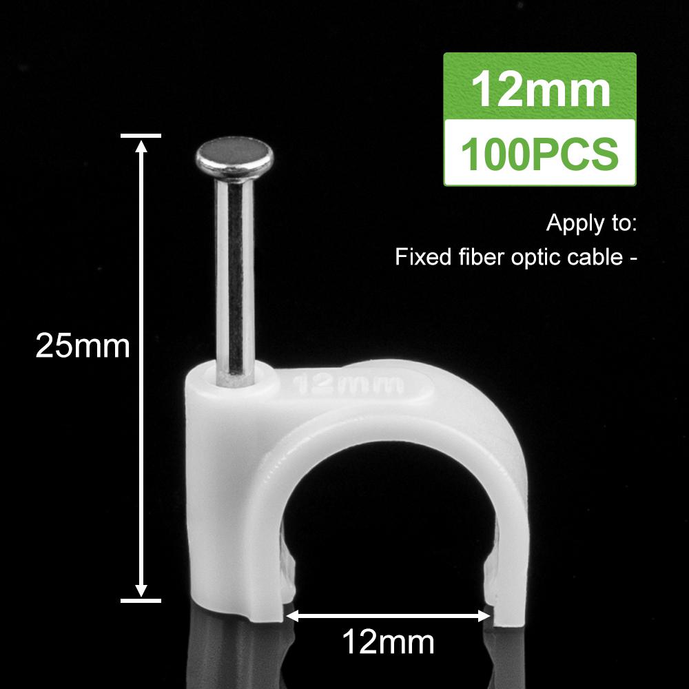 

100PCS Circle Nail Clip Wire Management Clamp White Fixing Round Steel Nail Wall Hanging Cable Clips 4/5/6/7/8/9/10/12mm