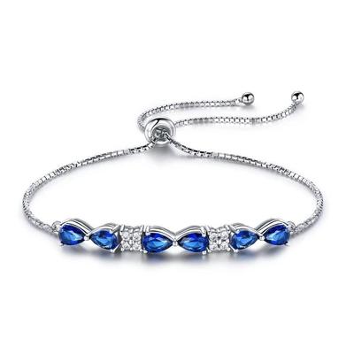 Blue Cz Tennis Bracelet -925 Sterling Silver