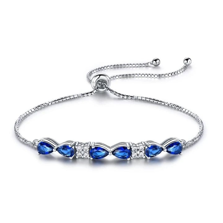Blue Cz Tennis Bracelet -925 Sterling Silver