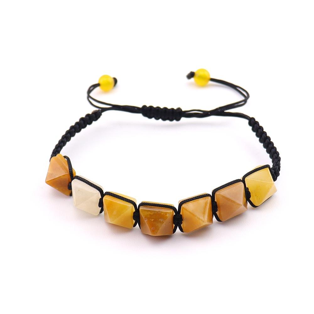 

Natural Stone Woven Cone Bracelet, Pyramid Pagoda Woven Bracelet, Colorful Stone Beaded Woven Bracelet B105 all natural