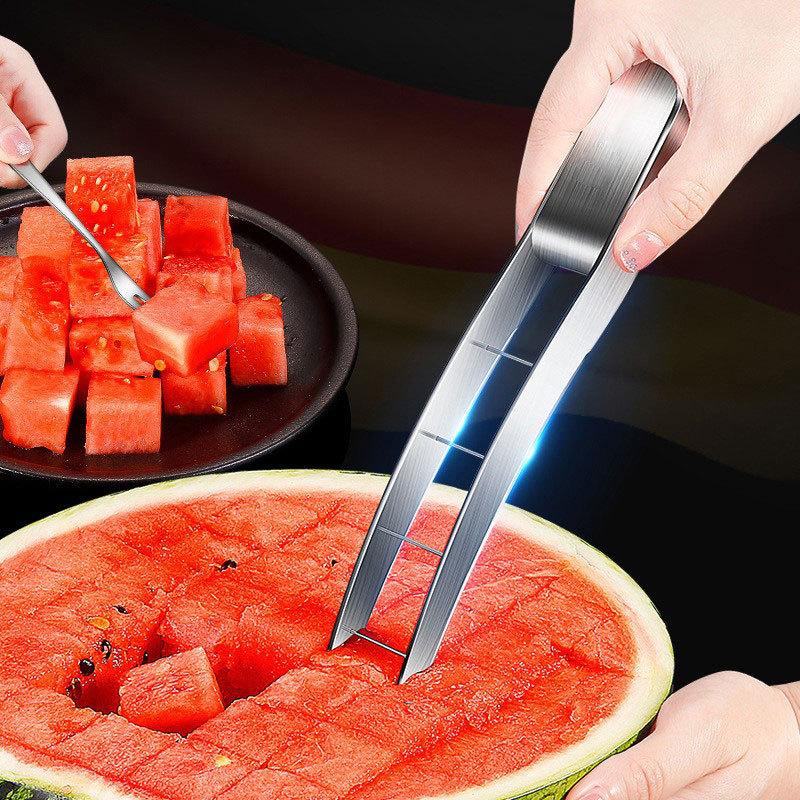 Watermelon Cutter Slicer Stainless Steel Watermelon Cube Cutter Safe Watermelon Fruit Knives Melon Cutter For Kitchen Gadget