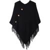 Women's Tassel Shawl Fake Buttons Solid Color Suitable Fashionable Wear Mothers Friends