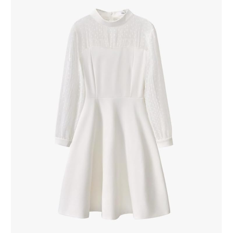 

[Collecala] knee length dress recital dress formal dress ladies spring autumn Fashionable With sleeves invited adult Elegant commute Dress slimmer