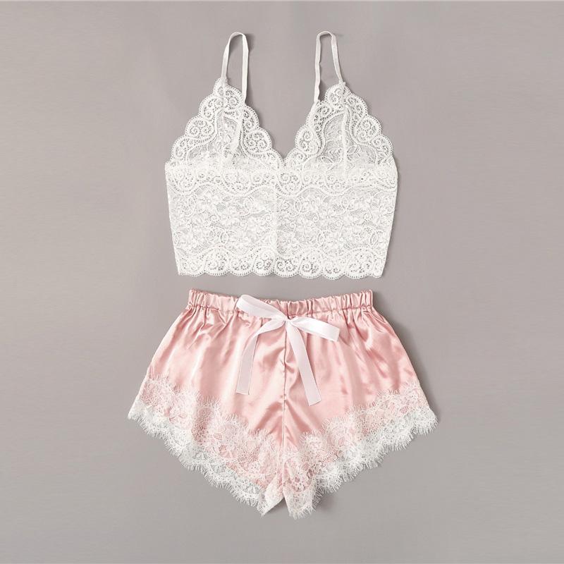 Women's Silk Halter Princess Nightgown Sexy Temptation Two-piece Underwear Nightgown Home Clothing