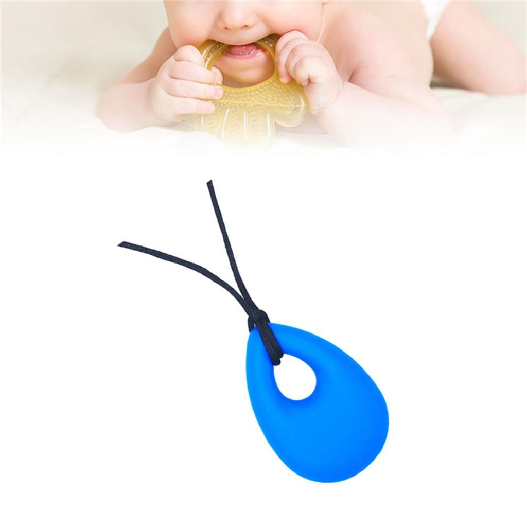 Colier sigur și rafinat pentru bebeluși de mestecat, pandantiv moale din silicon în formă de lacrimă, colier pentru dentiție, jucărie senzorială