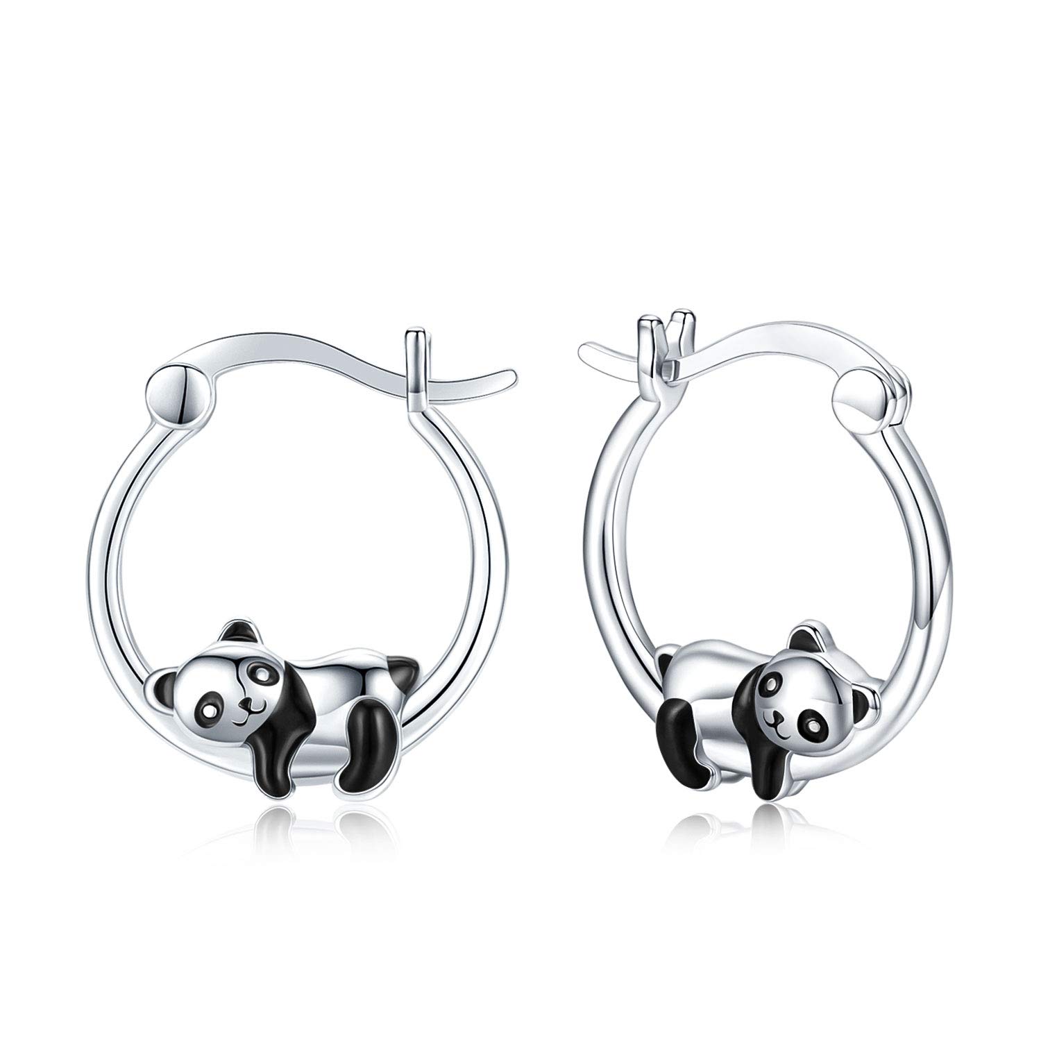 

Harong Pretty Panda Stud Earrings Girl Trendy Jewelry Party Silver Plated Copper Cute Cartoon Animals Small Earring Women Gift