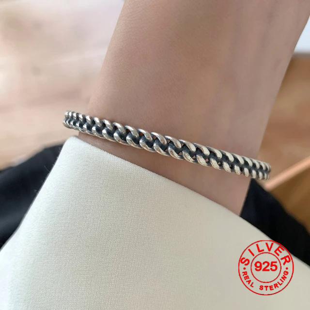 

BFCLUB Silver Color Hiphop Thick Chain Bracelet for Women Men Vintage Handmade Hasp Bracelet Birthday Gift