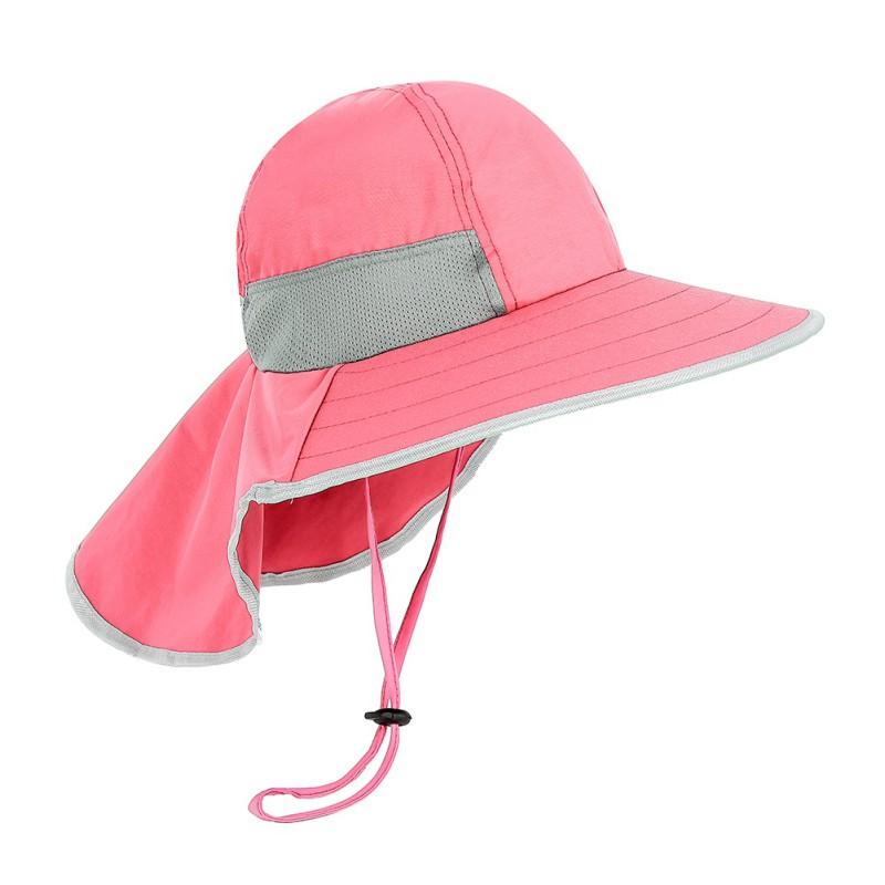 Wide Brim Children Sun Hat Kids Bucket Cap Summer Beach Girls Outdoor Use Traveling Fishing Camping Hiking Neck Cover Cap UV Protect