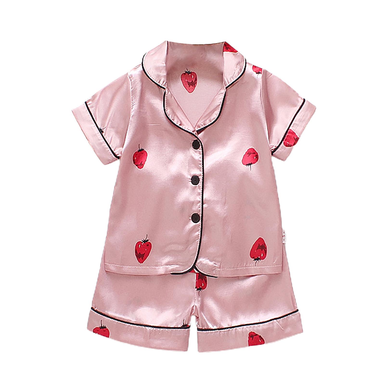 

Детские пижамы для мальчиков и девочек, атласная одежда из двух предметов, летняя одежда с короткими рукавами + шорты L