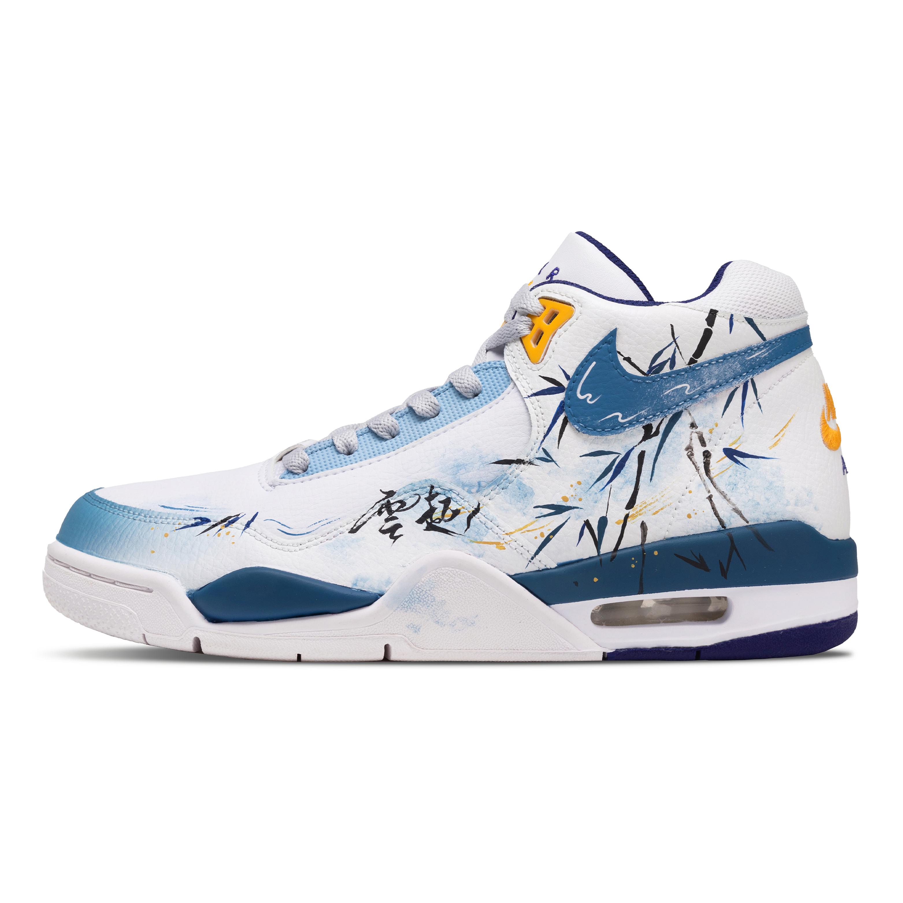 

Nike Flight Legacy Breeze Blue Bamboo Slip Resistant Abrasion Resistant Mid top Vintage Basketball Shoes Men s BQ4212-102(Team864-) 40