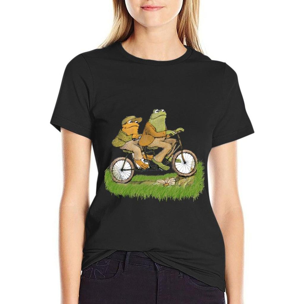 Frog And Toad On The Bike T-Shirt Plus Size Tops Tops Summer Tops Kawaii Clothes T Shirt Women