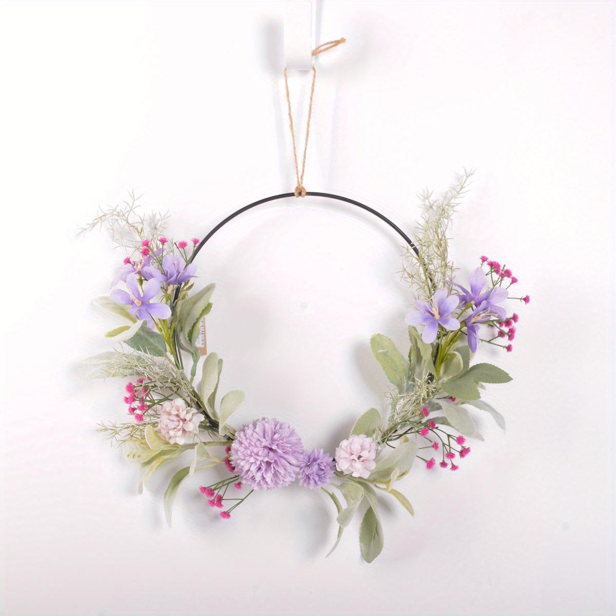

1Pc Simulation Decorative Round Wrought Iron Garland, Fake Flowers, for Wedding Decoration, Outdoor Decoration