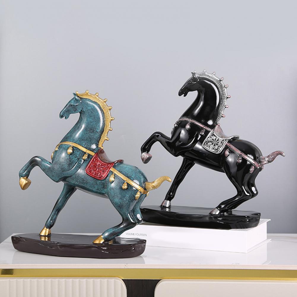 Success Horse Ornament Artistic Good Luck Horse Figurine Resin Modern Horse Statue for Home TV Stand Desk Wine Cabinet Decor