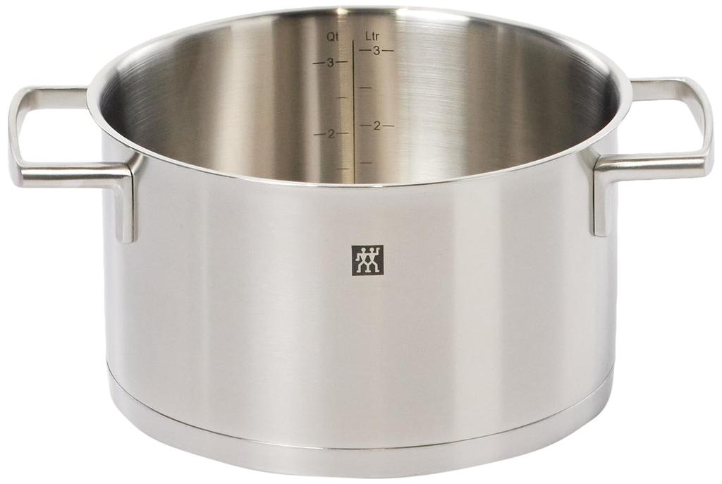 ZWILLING Stockpot 20cm Stainless Steel Deep Stockpot with Bottom Induction Cooktop Dishwasher Safe Japanese "Vitality 3.5L" Double-Handled 3-Layer