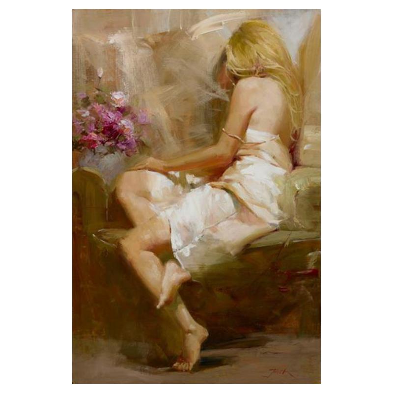 

Абстрактний портрет. Сучасна оголена жінка, олійний живопис на полотні. Сексуальна жінка. 50x75cm