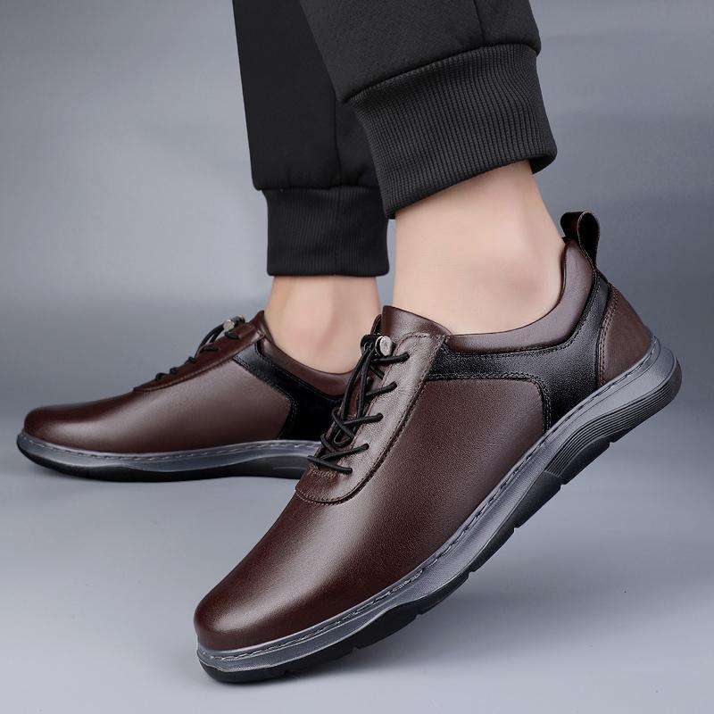 Fashion Stylish Men's Sneakers Genuine Leather Men's Walking Shoes Comfort Man Formal Casual Shoes Wedding Party Office Business Shoes