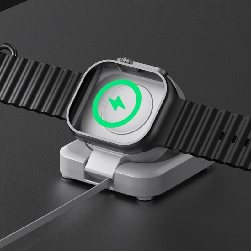 Adjustable Angle Wireless Charging For Watch 9/8/7/6/5/4 40mm 41mm 42mm Retractable Cable Charging Statino