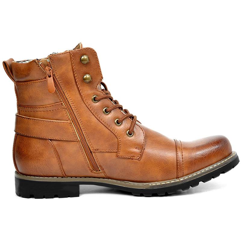 Fashion Men Boot Metal Double Zipper Motorcycle Boot Men Leather Casual Ankle Boots Botas Tacticas Hombre Militar Zapatos Para Hombres