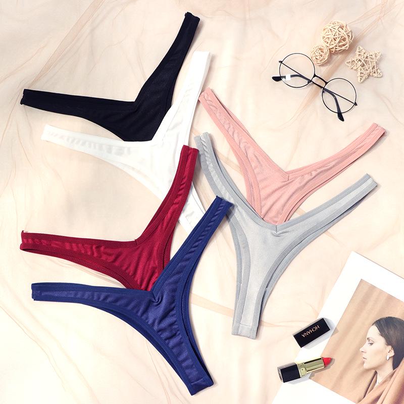 T1885 Women's Sexy Low-Rise Antibacterial Cotton Thong Panties - New 2022 European & American Triangle Design