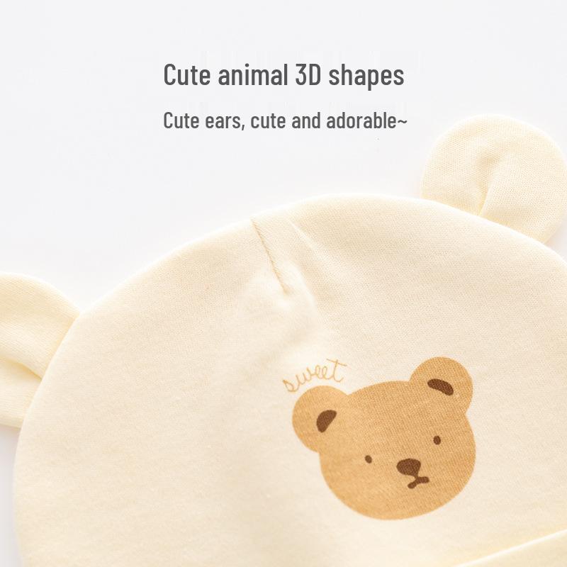 Seamless Pure Cotton Newborn Cap for Boys & Girls, Autumn/Winter, 0-3 Months